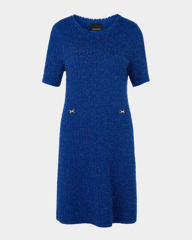 Fringe-Trim Tweed Knit Mini Dress